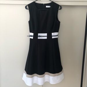 Black, white, cream dress